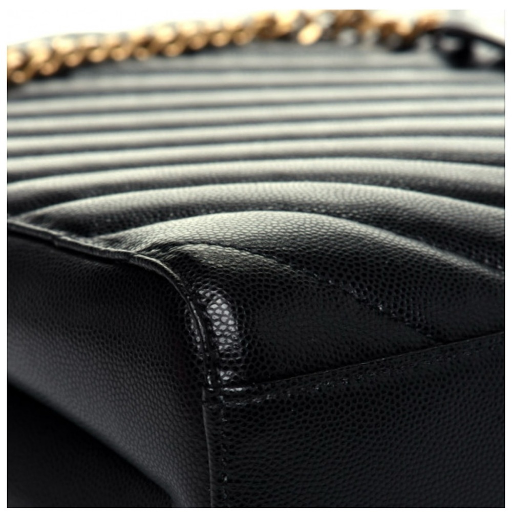 YSL Grain De Poudre Matelasse Chevron Medium Tribeca Shopping Bag Black 🖤 - Picture 10 of 13